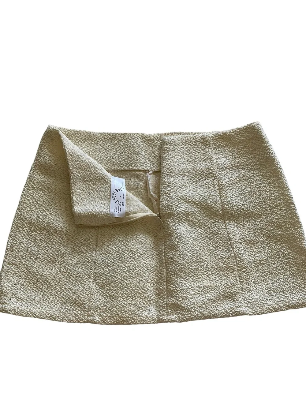 Textured Cream Mini Skirt